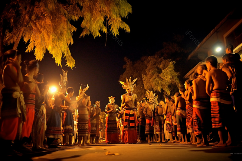 夜晚少数名族穿着奇装异服在举行篝火祈福仪式摄影背景,高清,摄影图,摄影图片,图片大全,摄影图免费下载